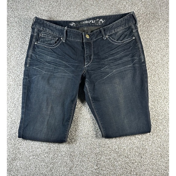 Express Denim - Express Jeans Womens 10R Blue Low Rise Stretch Dark Wash Denim